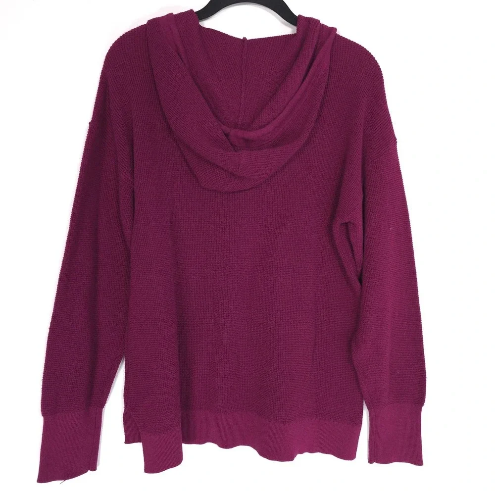 MICHAEL KORS Women's New Sweater SMALL Burgundy Hoodie Waffle Knit QF561C6AP6